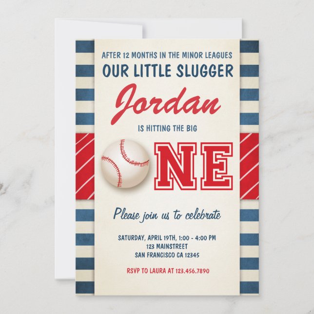 Baseball birthday invitation Birthday Party boys (Front)