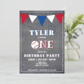 Baseball Birthday Invitation Boy 1st Birthday (Standing Front)