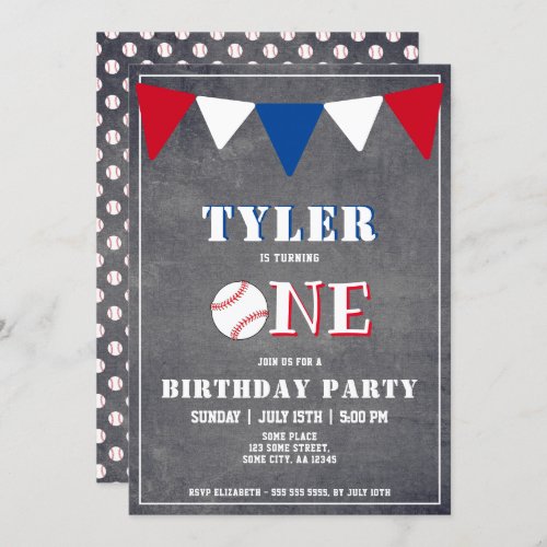 Baseball Birthday Invitation Boy 1st Birthday