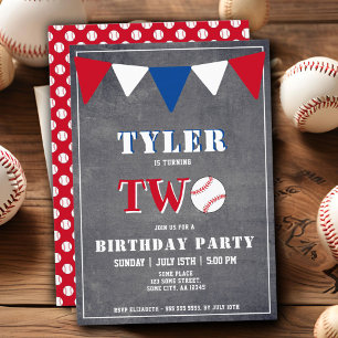 Baseball Birthday Invitation Boy 2nd Birthday
