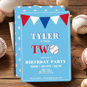 Baseball Birthday Invitation Boy 2nd Birthday
