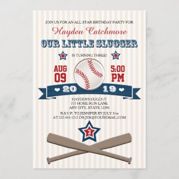 Baseball Birthday Invitation For Children by OccasionInvitations at Zazzle