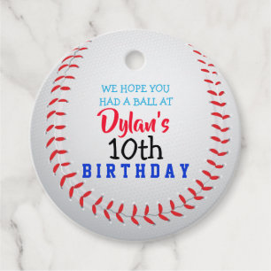 BASEBALL Birthday Invitation Gift Take Home Card Favor Tags