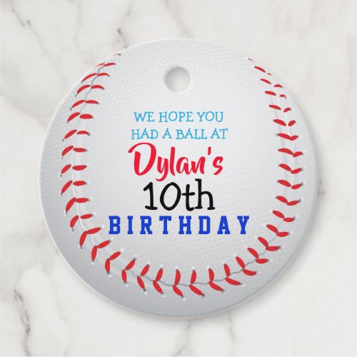 BASEBALL Birthday Invitation Gift Take Home Card Favor Tags