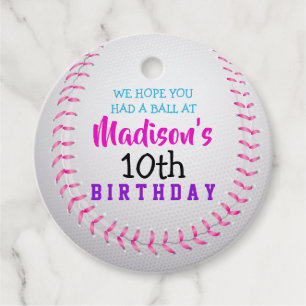 BASEBALL Birthday Invitation Gift Take Home Card Favor Tags