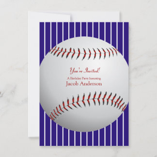 Baseball Birthday Invites (blue stripes)