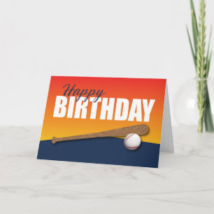 Baseball Birthday on Blue and Orange Athlete Card