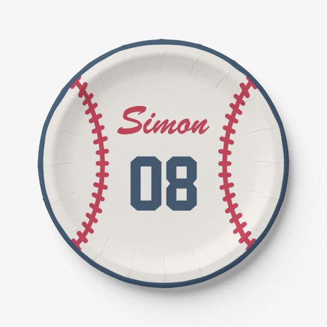 Baseball Birthday Paper Plate (Front)