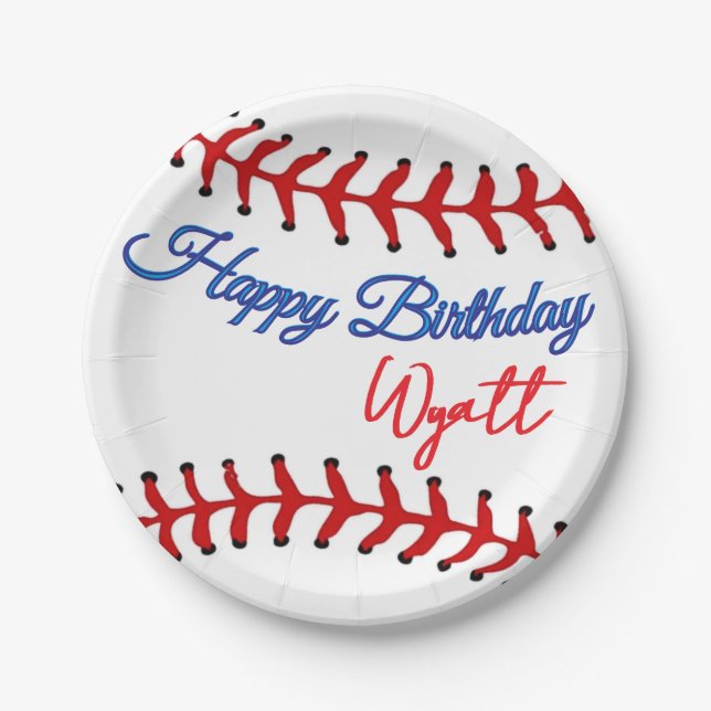 Baseball Birthday  Paper Plates (Front)