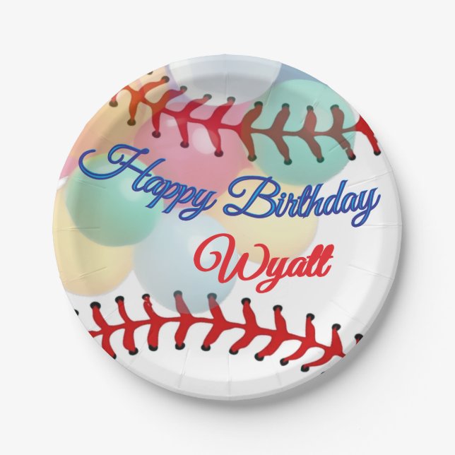 Baseball Birthday  Paper Plates (Front)