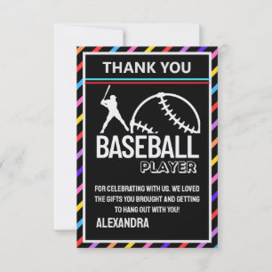 Baseball Birthday Party, Baseball Girl Player Thank You Card