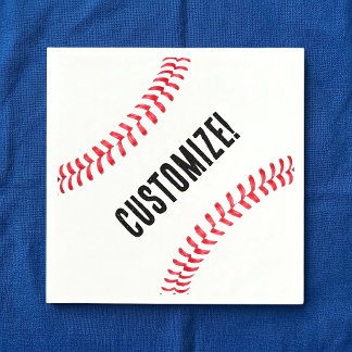 Baseball Birthday Party Custom Name or Text Napkins