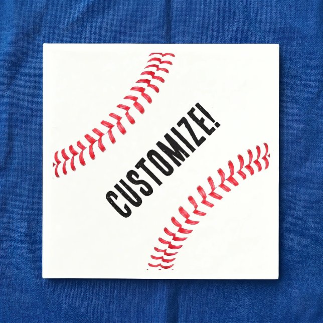 Baseball Birthday Party Custom Name or Text Napkins (Customizable baseball napkins for baseball birthday parties and events.)