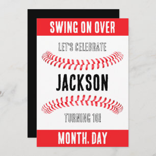 Baseball Birthday Party Custom Name Time Location Invitation