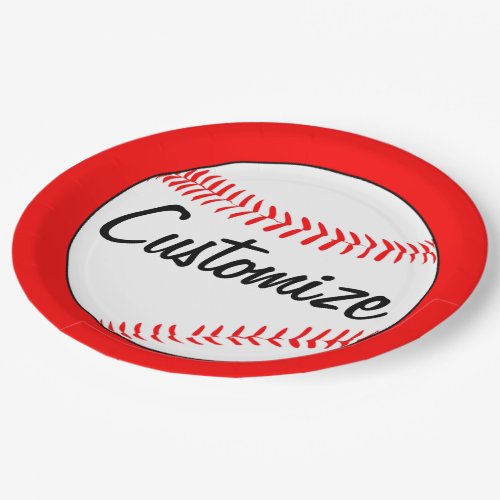Baseball Birthday Party Custom Team Name and Color Paper Plates