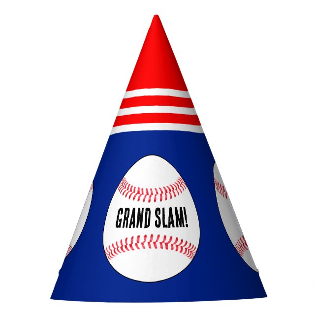 Baseball Birthday Party Custom Text Party Hat (Front)