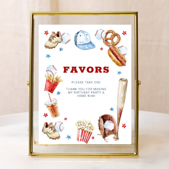 Baseball Birthday Party Favor Sign  (Favors Sign)