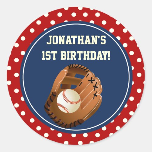 Baseball Birthday Party Favor Stickers