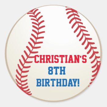 Baseball Birthday Party Favor Stickers by ThreeFoursDesign at Zazzle