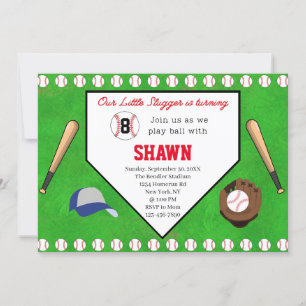 Baseball Birthday Party Home Plate Invitation