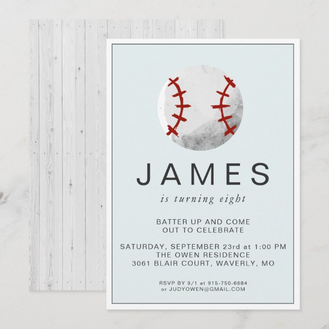 Baseball Birthday Party Invitation (Front/Back)