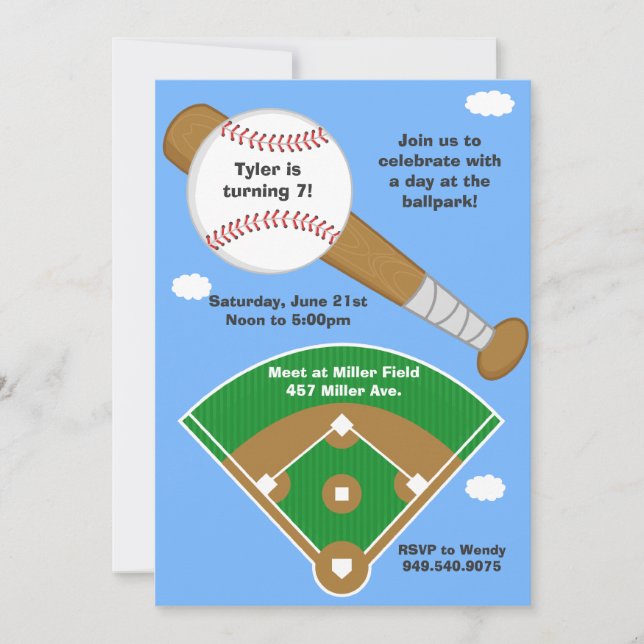 Baseball Birthday Party Invitation (Front)