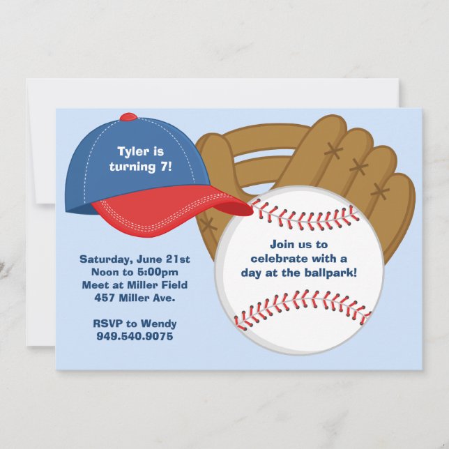 Baseball Birthday Party Invitation (Front)