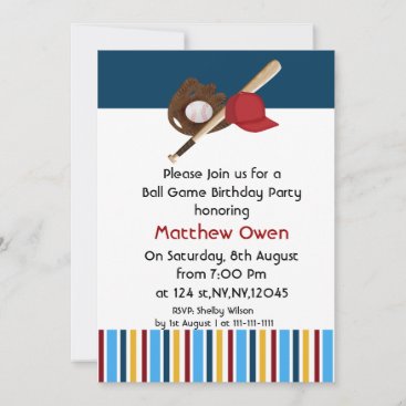 Baseball Birthday Party Invitation