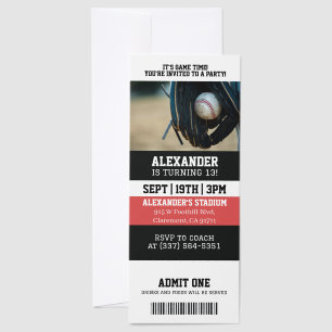 Baseball Birthday Party Invitation Raffle Tickets