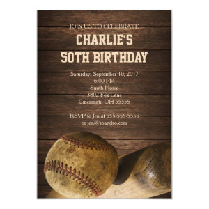 Baseball Birthday Party Invitation Rustic Vintage