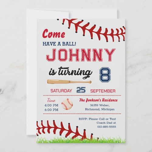 Baseball Birthday Party Invitation with Photo