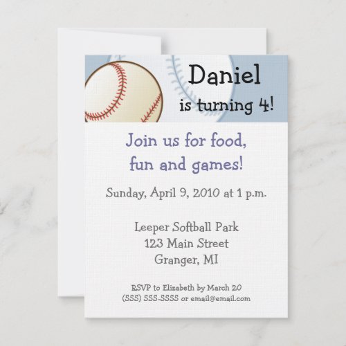 Baseball Birthday Party Invitations  425 x 55