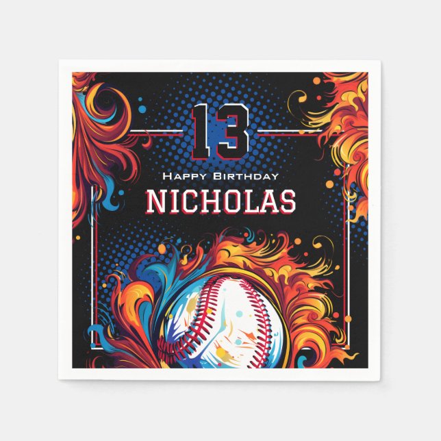 Baseball Birthday Party Napkins (Front)