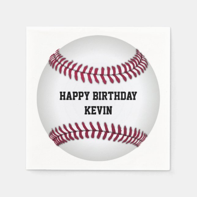 Baseball Birthday Party Paper Napkins (Front)