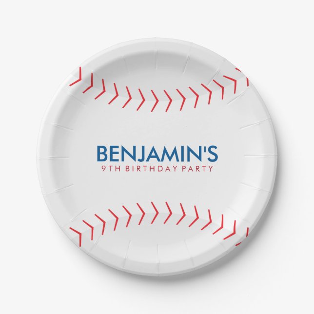 Baseball Birthday Party Paper Plates (Front)