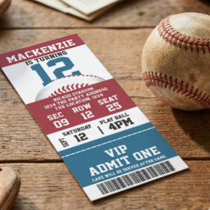 Baseball Birthday Party Personalized Ticket
