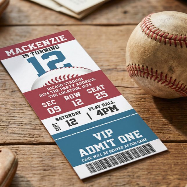 Baseball Birthday Party Personalized Ticket (Baseball Birthday Party Personalized Ticket
by Ricaso. Novelty sports themed invites. add details)