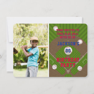 Baseball Birthday Party Photo Invitation
