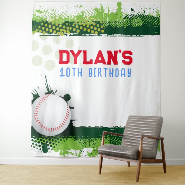Baseball Birthday Party Photo-Op Kids Backdrop  (In Situ)