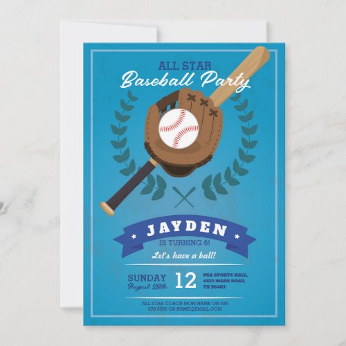 Baseball Birthday Party Sports All Star Invite