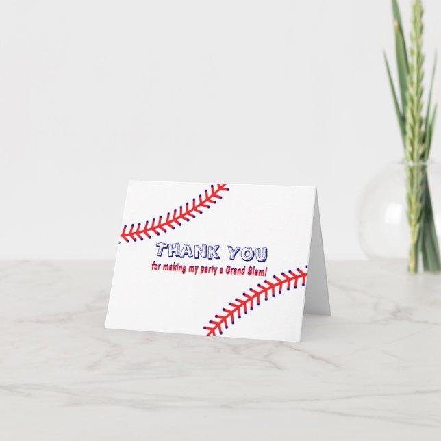 Baseball Birthday Party Thank You Cards (Front)