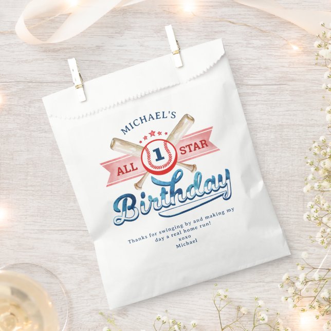 Baseball Birthday Party Thank You Favor Bag  (Clipped)