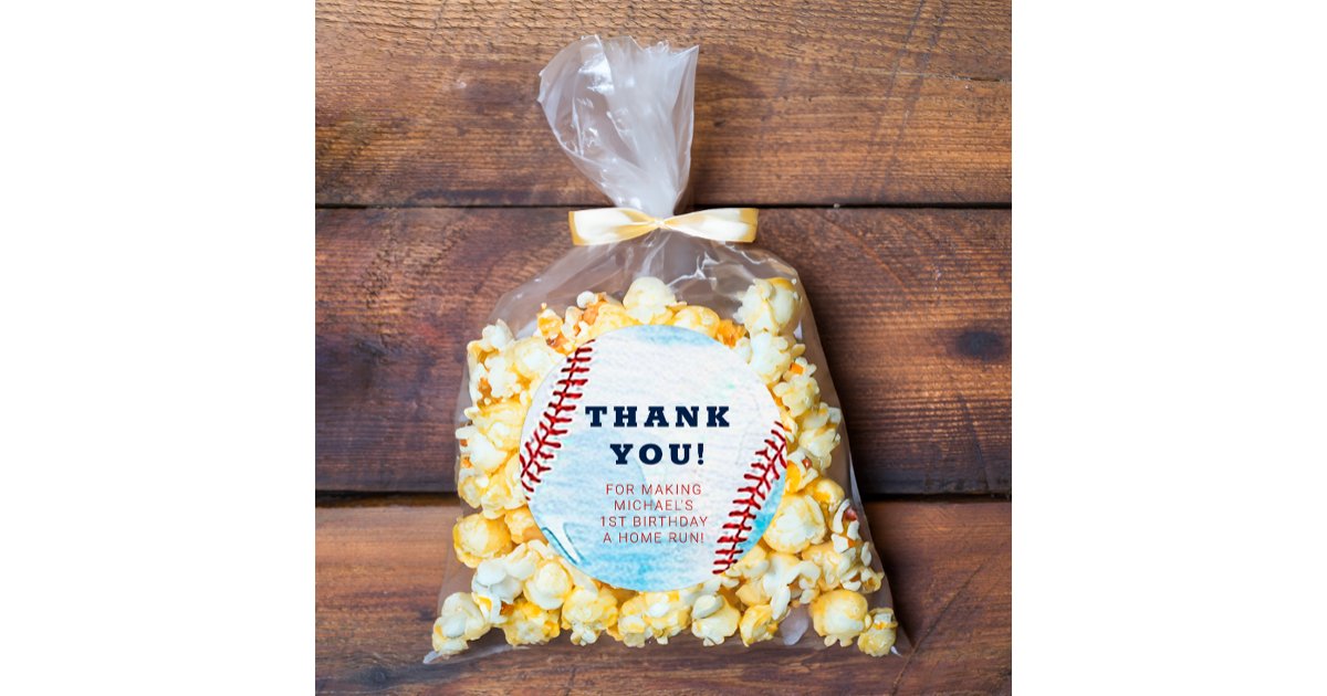 Baseball Birthday Party Thank You Favor Sticker | Zazzle