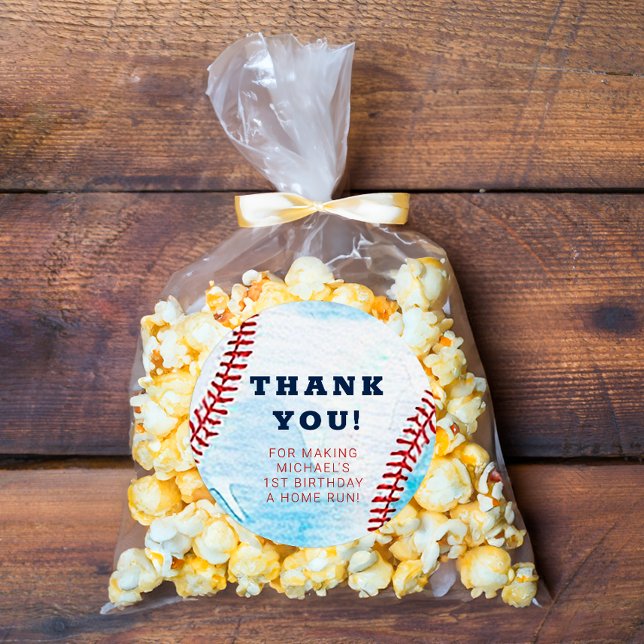 Baseball Birthday Party Thank You Favor Sticker (Thank You Sticker - Baseball Birthday Party )