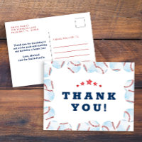 Baseball Birthday Party Thank You Postcard 