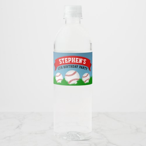 Baseball Birthday Party Water Bottle Label