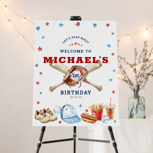 Baseball Birthday Party Welcome Sign 