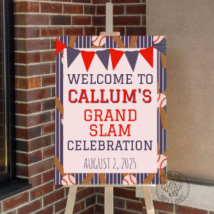 Baseball Birthday Party Welcome Sign Poster