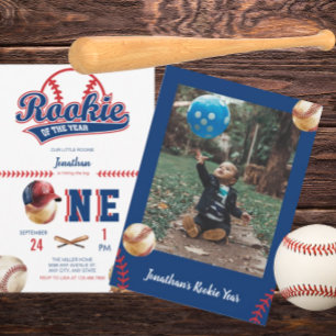 Baseball Birthday Photo 1st Birthday Invitation