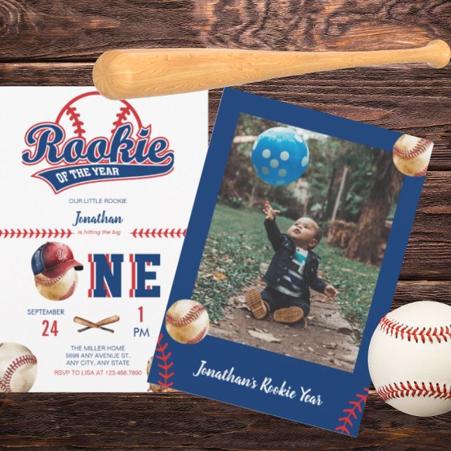 Baseball Birthday | Photo 1st Birthday Invitation (Creator Uploaded)